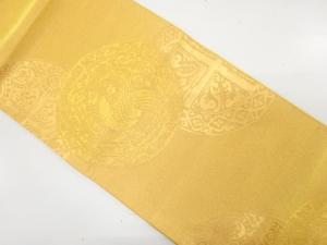 丸紋に鳳凰模様織り出し　袋帯